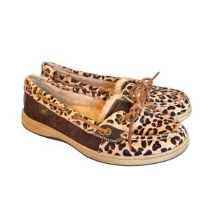 Sperry angelfish leopard Sherpa lined moccasin loafers 8